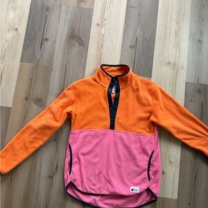 Vibrant Orange and Pink Women's Fleece Pullover